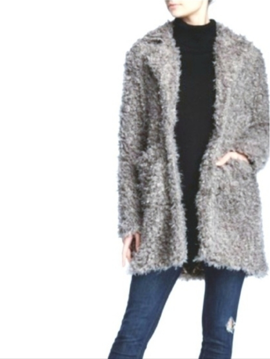 Steve Madden Jackets & Blazers - NEW! STEVE MADDEN Gray Curly Faux Fur Mid-Length Teddy Coat 3X.